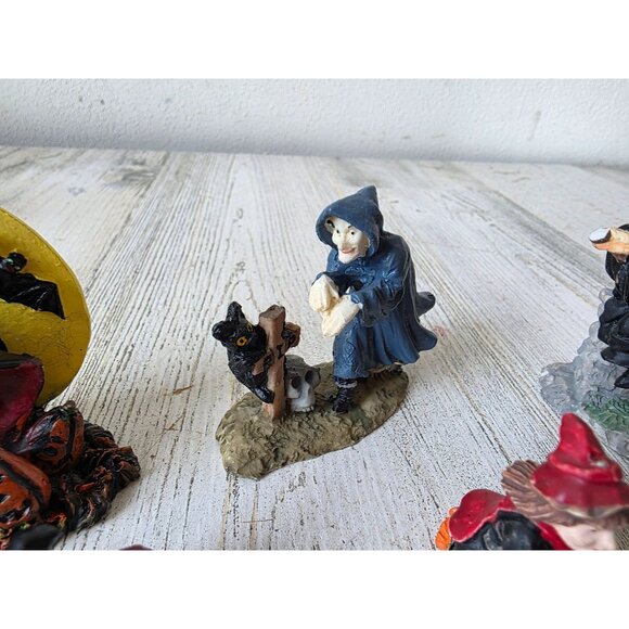 witch Halloween village Moon cat people accessory decor broom set lot - Picture 4 of 7